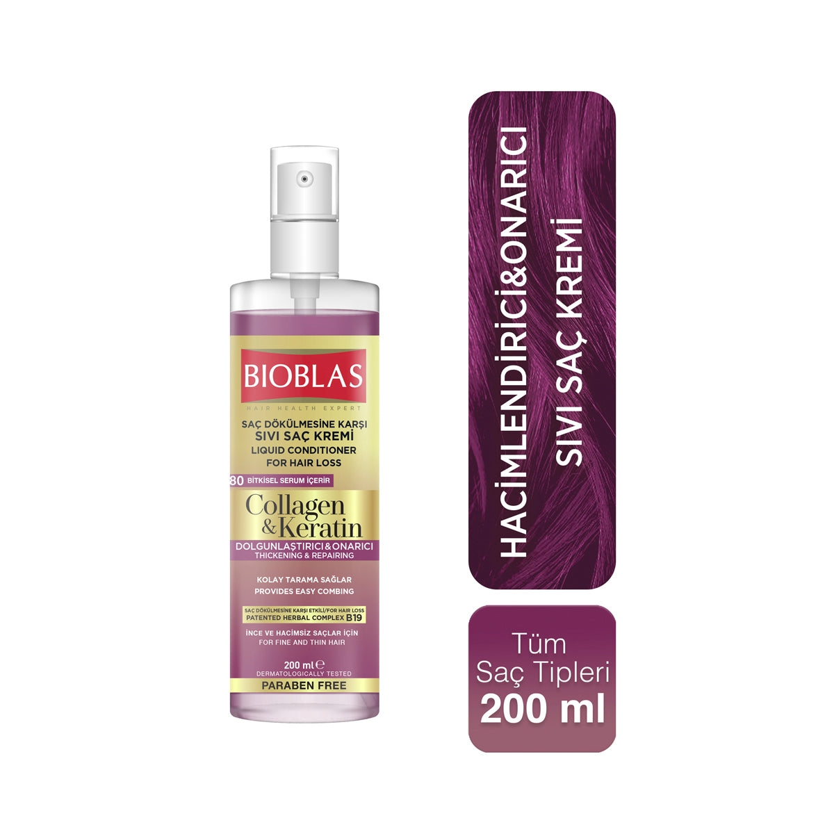 Kolajen&Keratin Dolgunlaştırıcı ve Onarıcı Sıvı Saç Kremi 200 ml